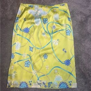 Vintage 90s Girlfriends by Silver Silk Yellow and Blue Floral Mini Skirt.